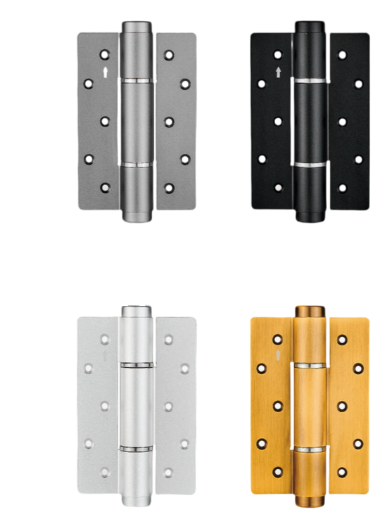 Four different types of hinges on a white background