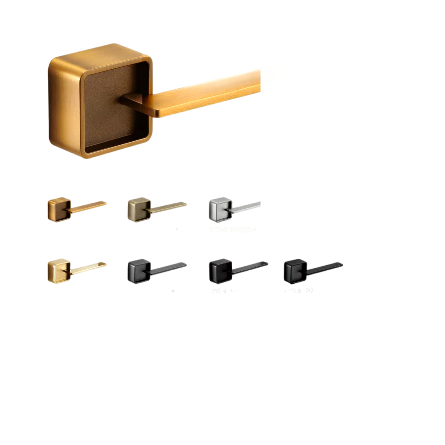 Brass towel bar with multiple hooks on a white background