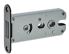 Metal lock mechanism on a black background